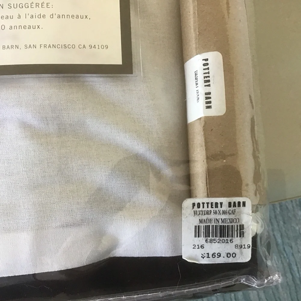 NEW Pottery Barn Velvet Drape Curtain 50x108” Cafe Dark Brown Blackout Lined NIP